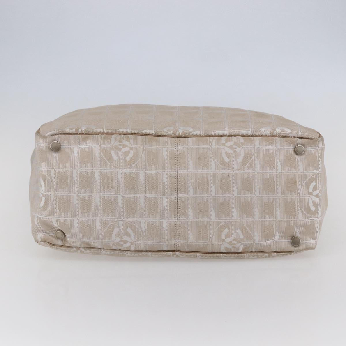 CHANEL New travel line Tote Bag Nylon Beige CC Auth th6420