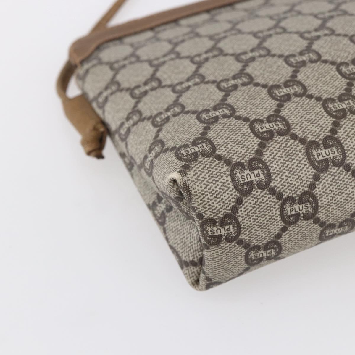 GUCCI GG Plus Supreme Shoulder Bag PVC Beige Gold Auth th6453