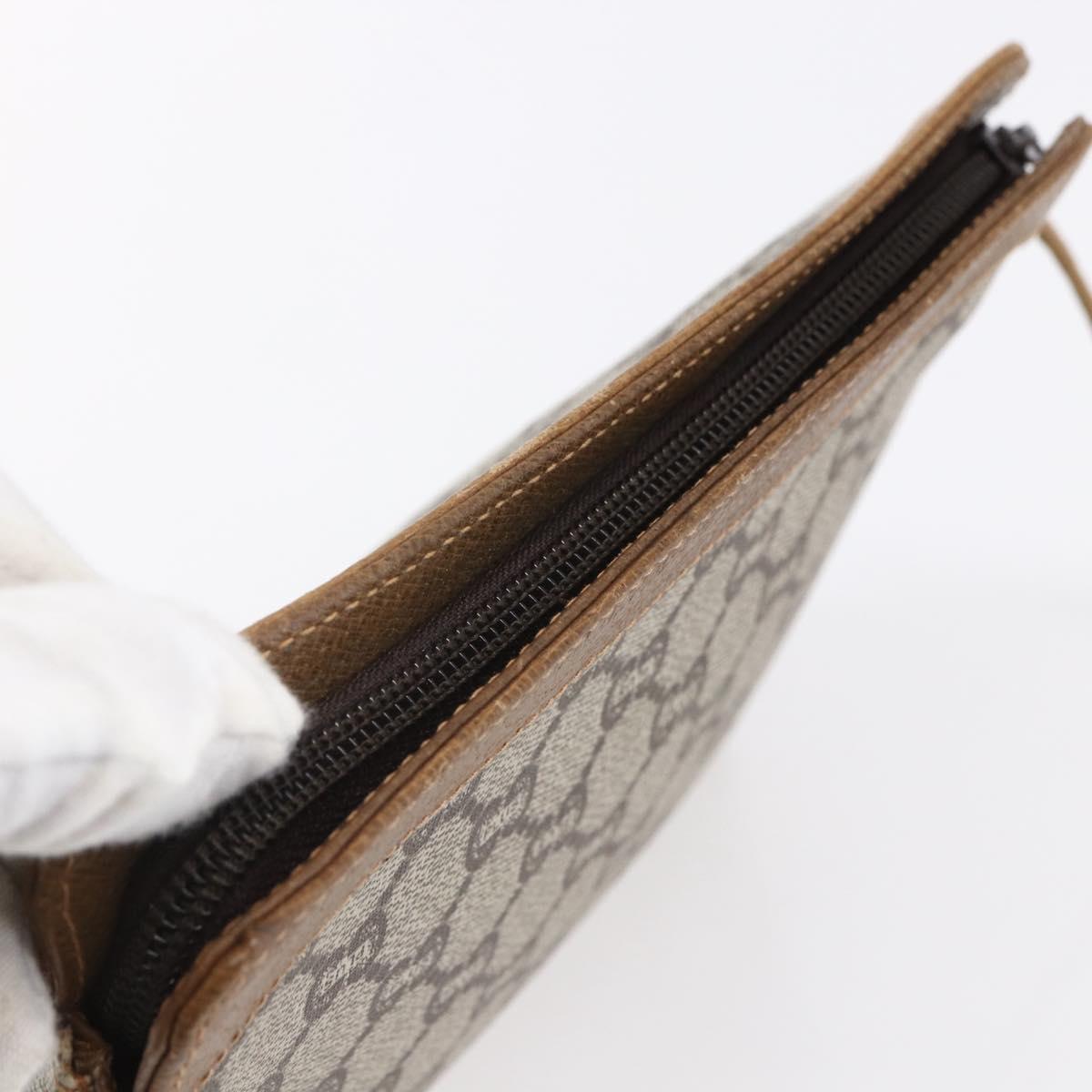 GUCCI GG Plus Supreme Shoulder Bag PVC Beige Gold Auth th6453