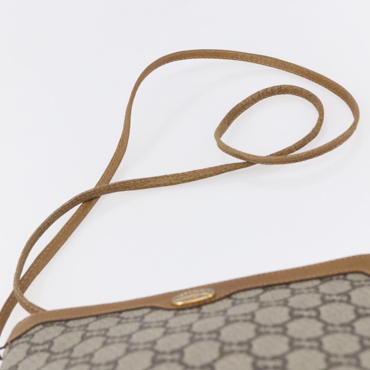 GUCCI GG Plus Supreme Shoulder Bag PVC Beige Gold Auth th6453