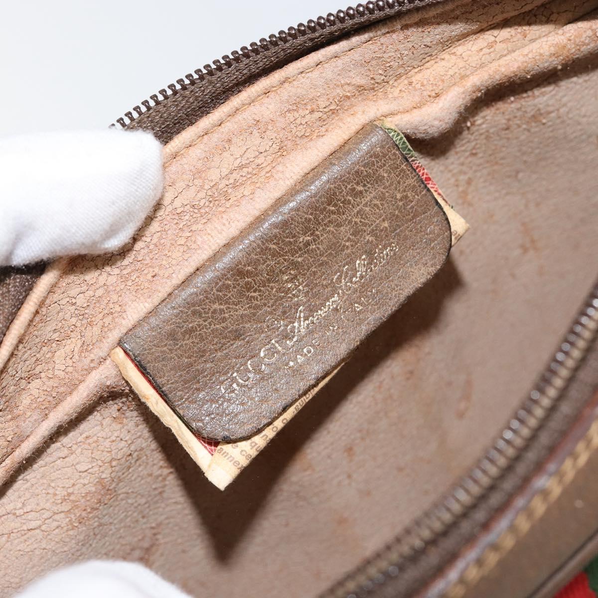 GUCCI GG Supreme Web Sherry Line Clutch Bag PVC Beige Gold 89 01 012 Auth th6454
