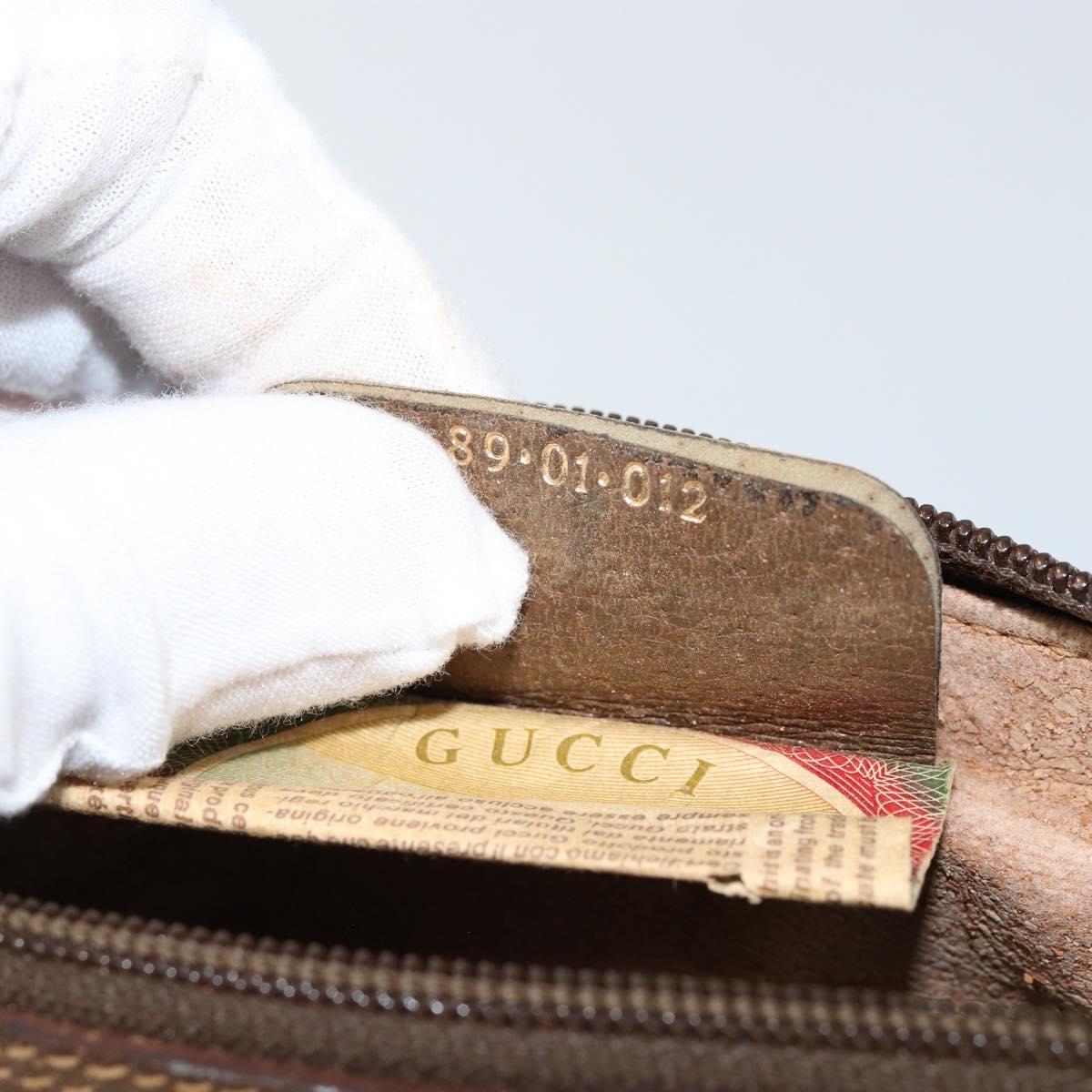 GUCCI GG Supreme Web Sherry Line Clutch Bag PVC Beige Gold 89 01 012 Auth th6454