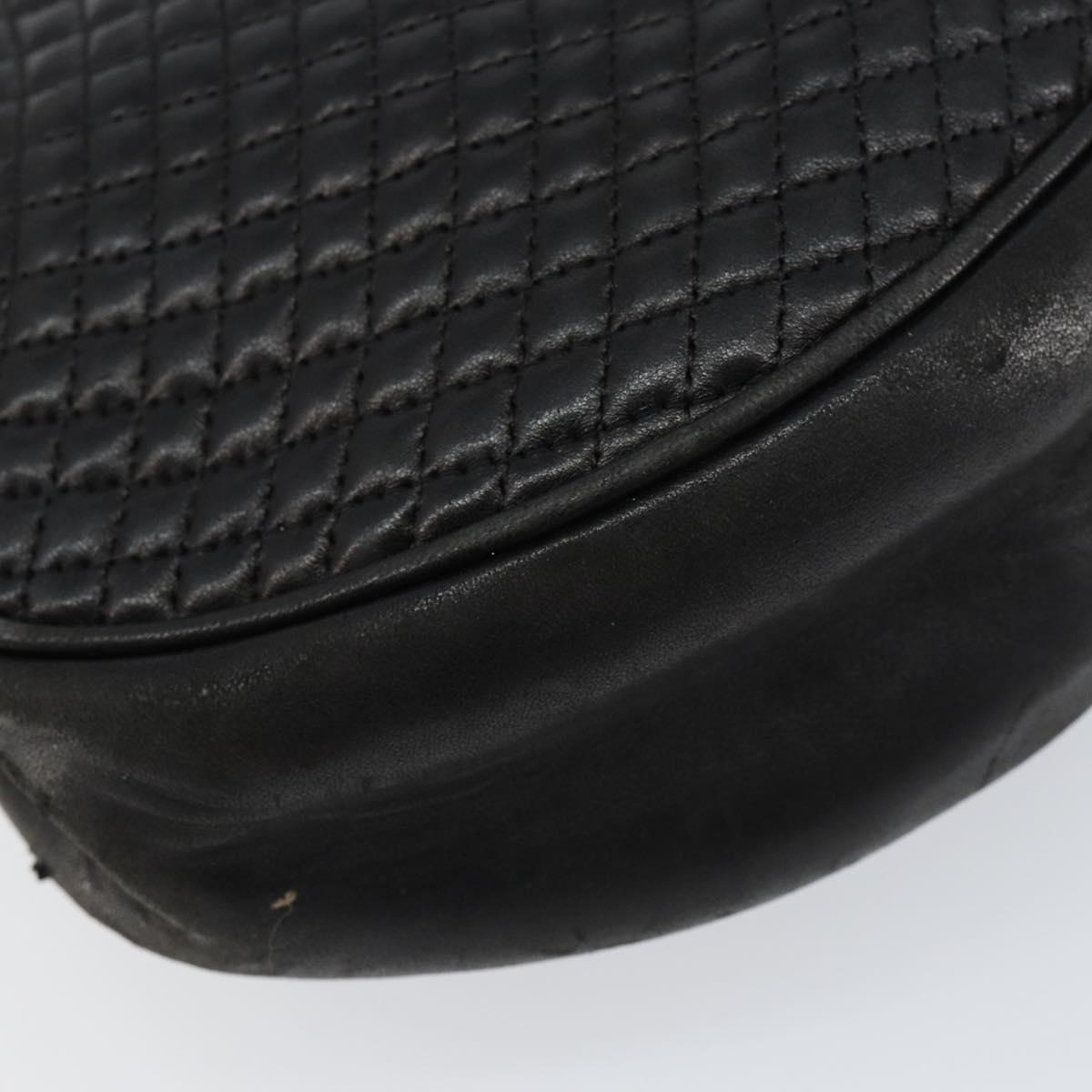 BALLY Quilted Hand Bag Leather Gold Black Auth th6456