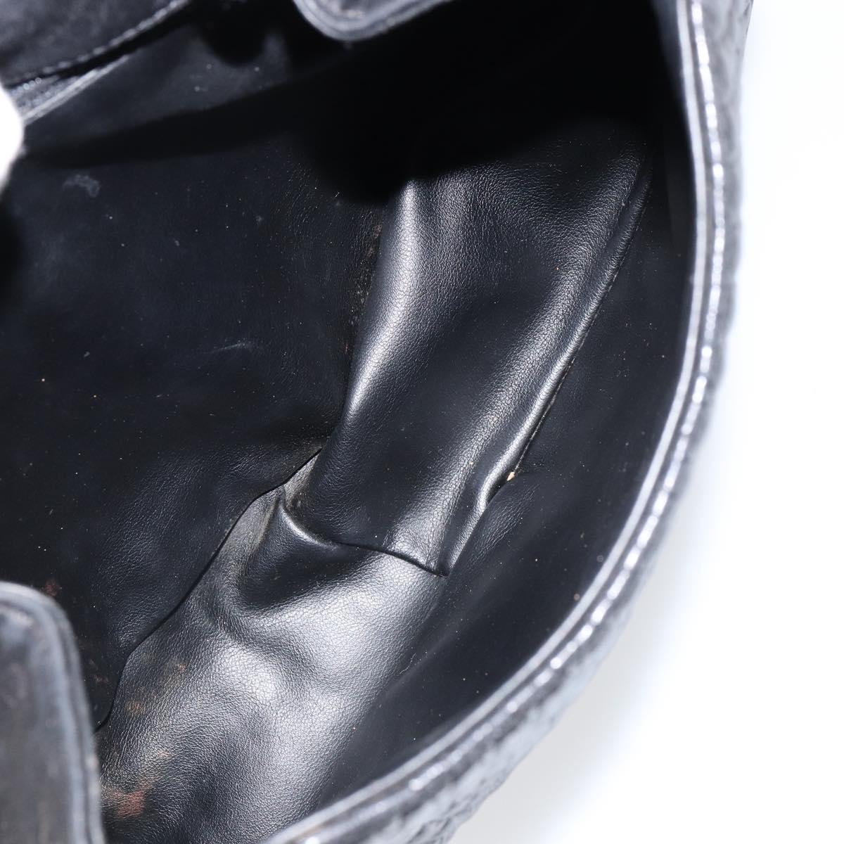 BALLY Quilted Hand Bag Leather Gold Black Auth th6456