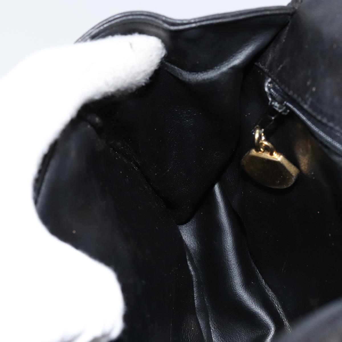 BALLY Quilted Hand Bag Leather Gold Black Auth th6456