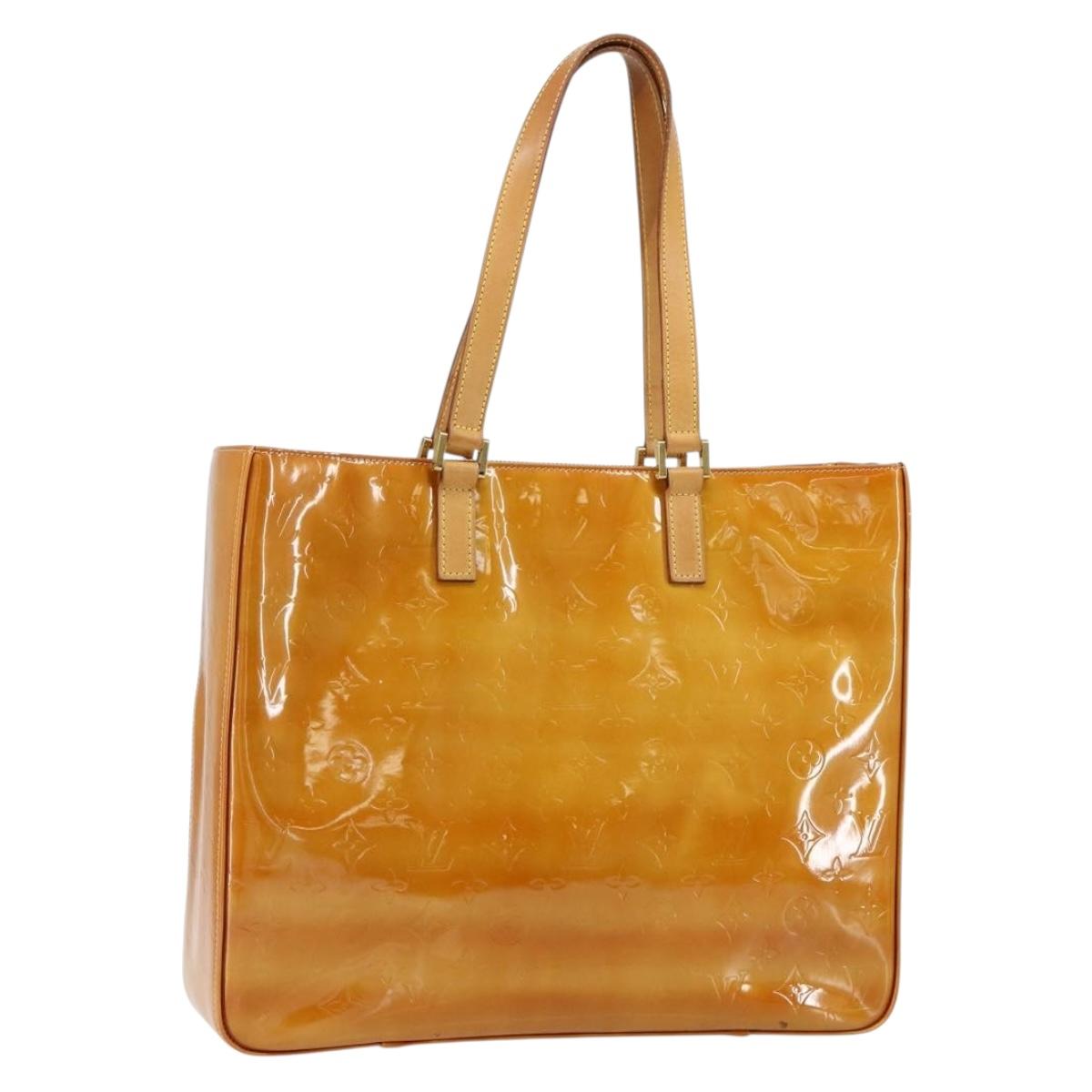 LOUIS VUITTON Monogram Vernis Columbus Tote Bag Beige M91023 LV Auth th6462