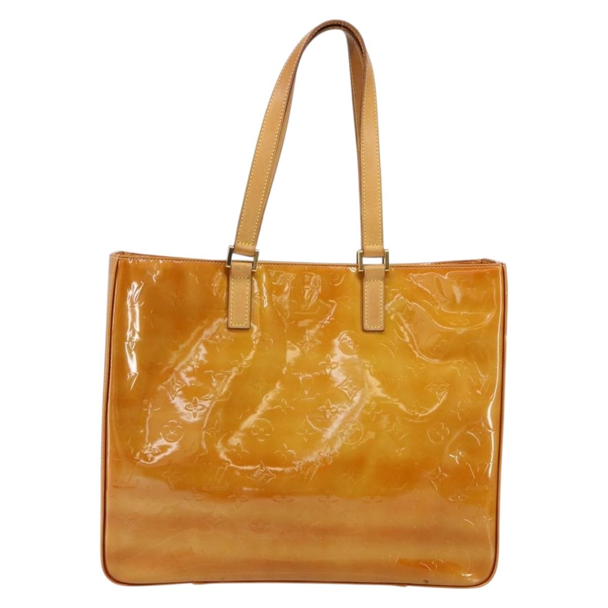 LOUIS VUITTON Monogram Vernis Columbus Tote Bag Beige M91023 LV Auth th6462