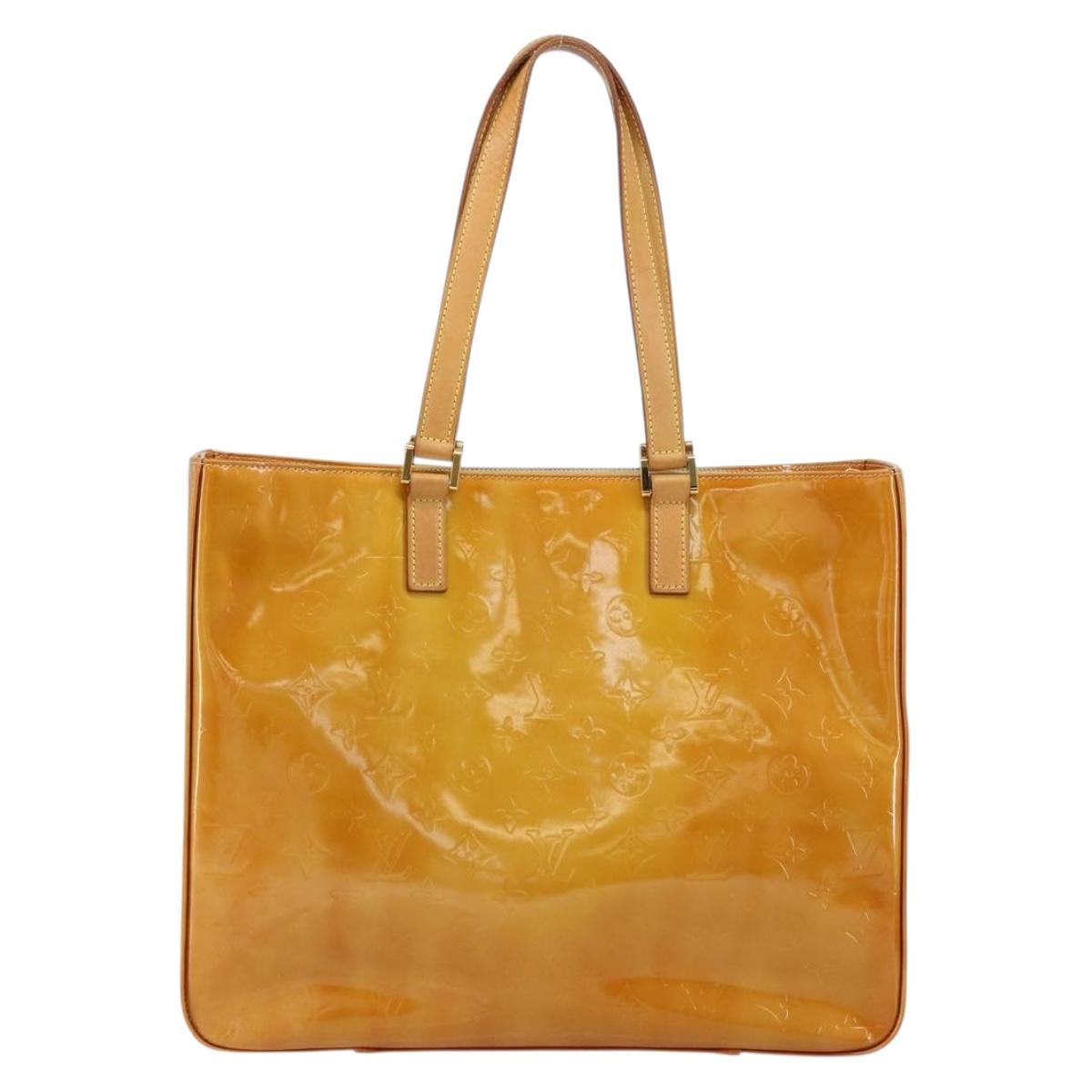 LOUIS VUITTON Monogram Vernis Columbus Tote Bag Beige M91023 LV Auth th6462