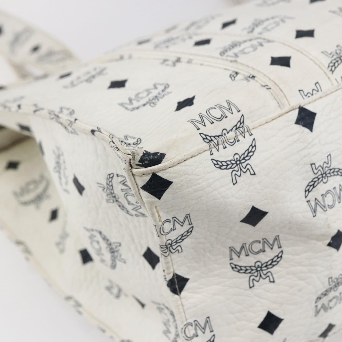 MCM Logogram Vicetos Shoulder Bag PVC Leather White Gold Auth th6467