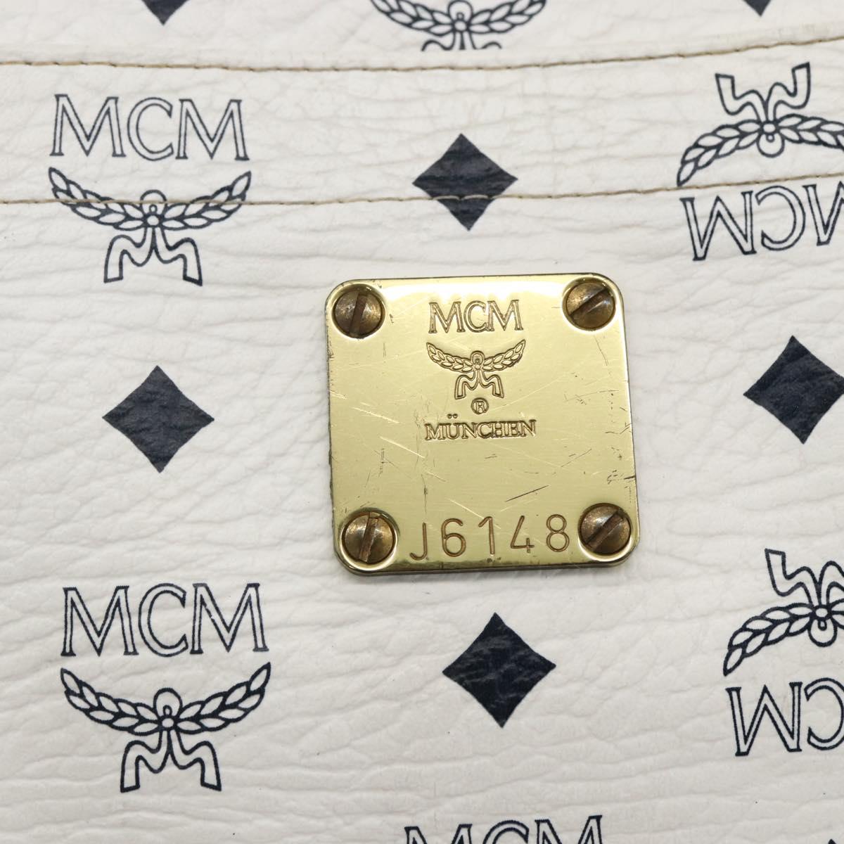 MCM Logogram Vicetos Shoulder Bag PVC Leather White Gold Auth th6467