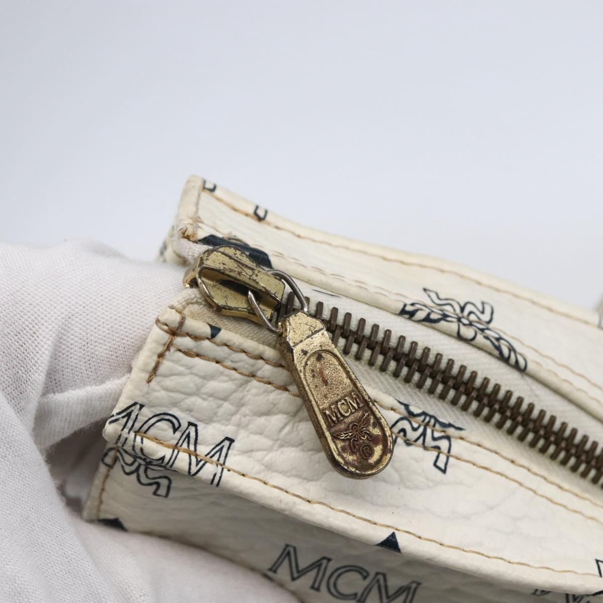 MCM Logogram Vicetos Shoulder Bag PVC Leather White Gold Auth th6467