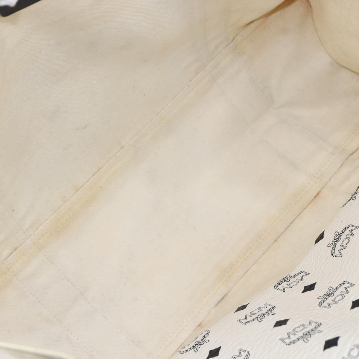 MCM Logogram Vicetos Shoulder Bag PVC Leather White Gold Auth th6467