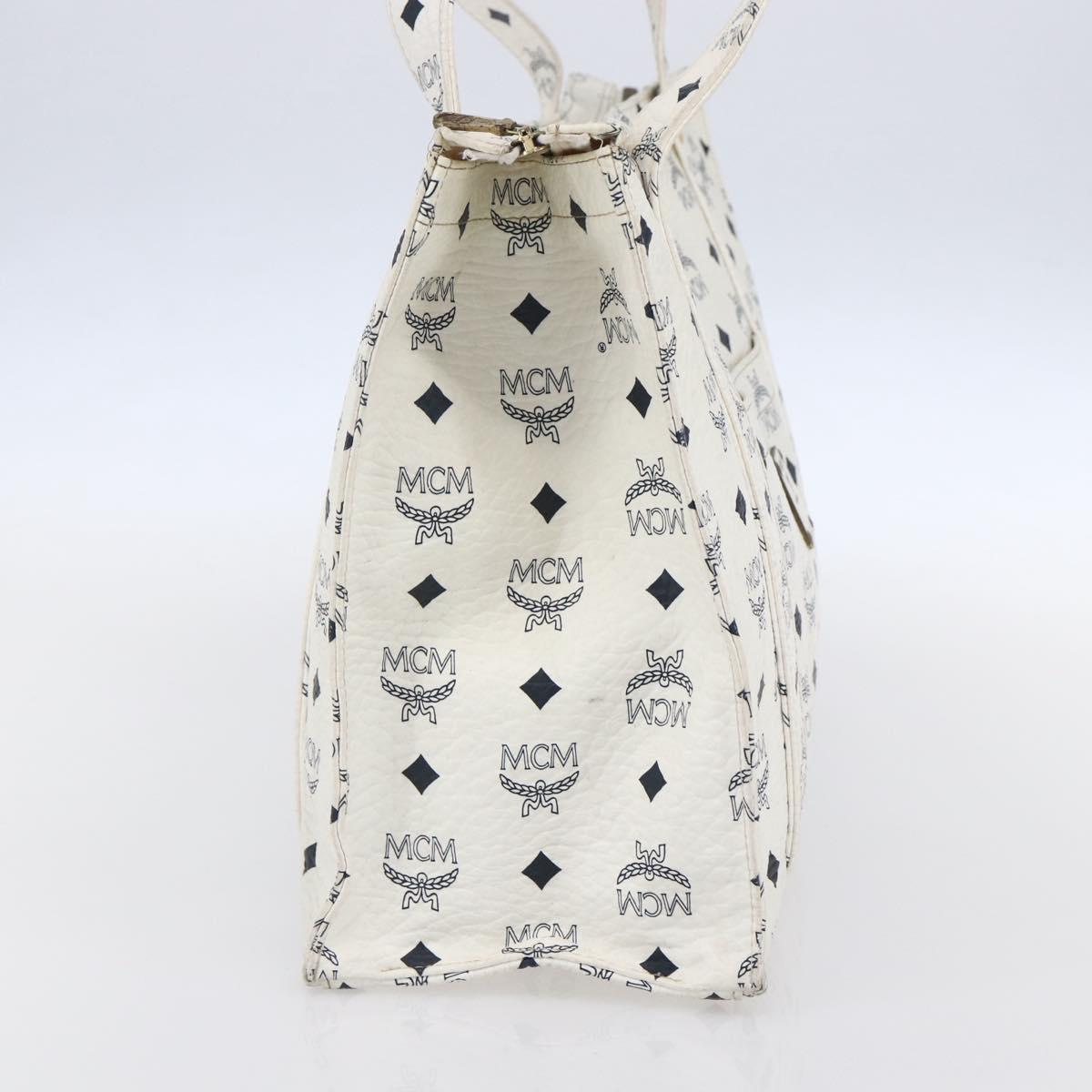 MCM Logogram Vicetos Shoulder Bag PVC Leather White Gold Auth th6467