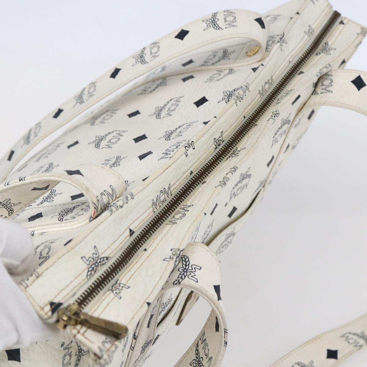 MCM Logogram Vicetos Shoulder Bag PVC Leather White Gold Auth th6467