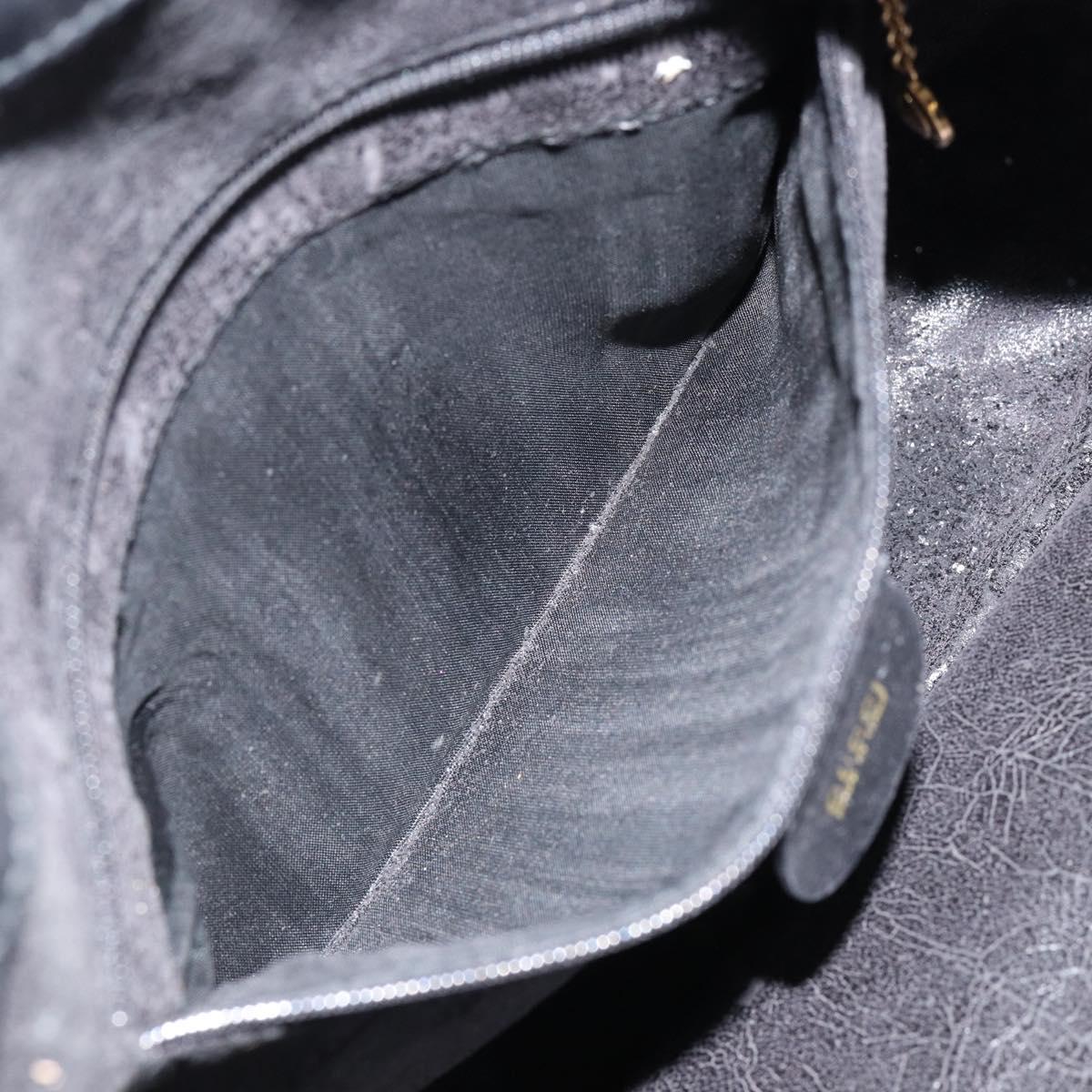 GUCCI Bamboo Hand Bag Leather 2way Black Gold 001 2113 1638 Auth th6469