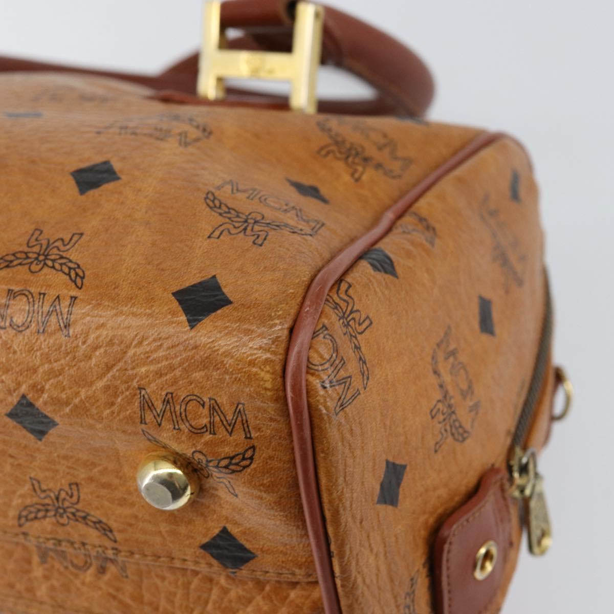 MCM Logogram Vicetos Hand Bag PVC Leather Brown Gold Auth th6487