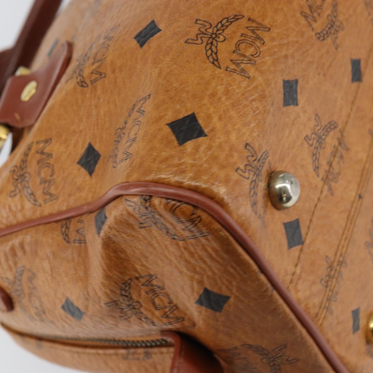 MCM Logogram Vicetos Hand Bag PVC Leather Brown Gold Auth th6487