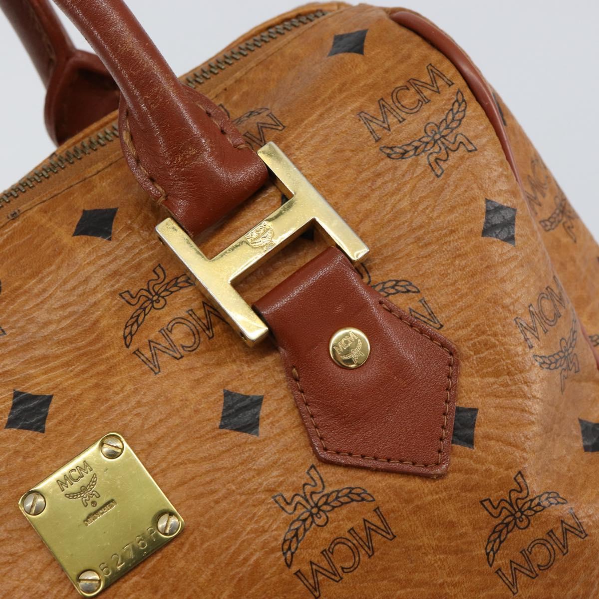 MCM Logogram Vicetos Hand Bag PVC Leather Brown Gold Auth th6487