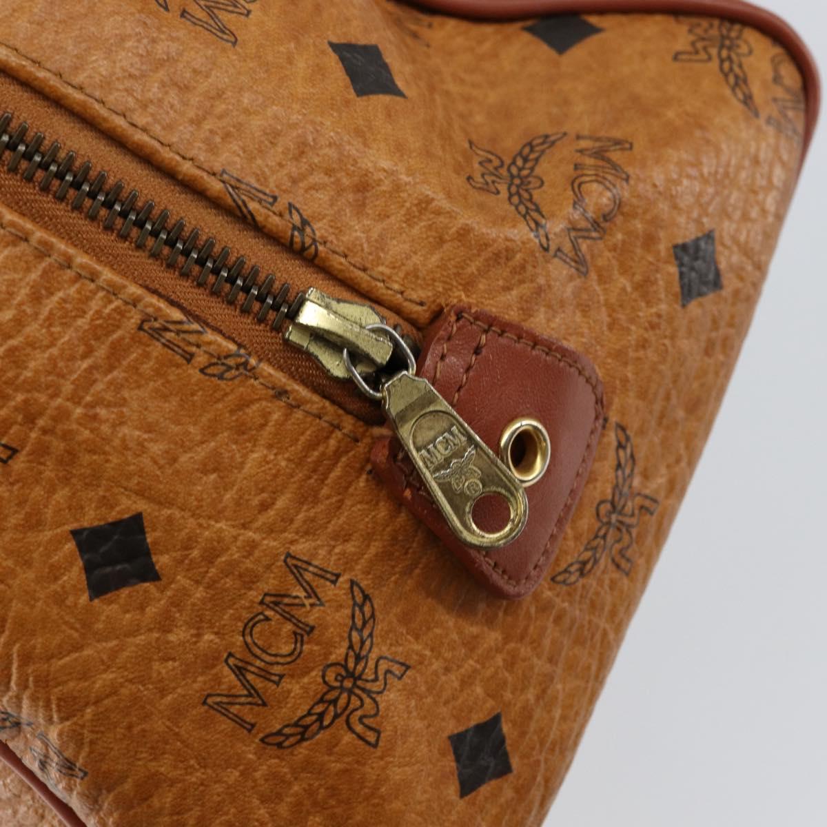 MCM Logogram Vicetos Hand Bag PVC Leather Brown Gold Auth th6487