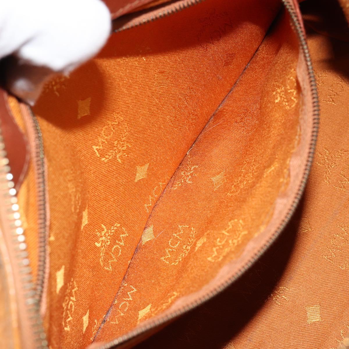 MCM Logogram Vicetos Hand Bag PVC Leather Brown Gold Auth th6487