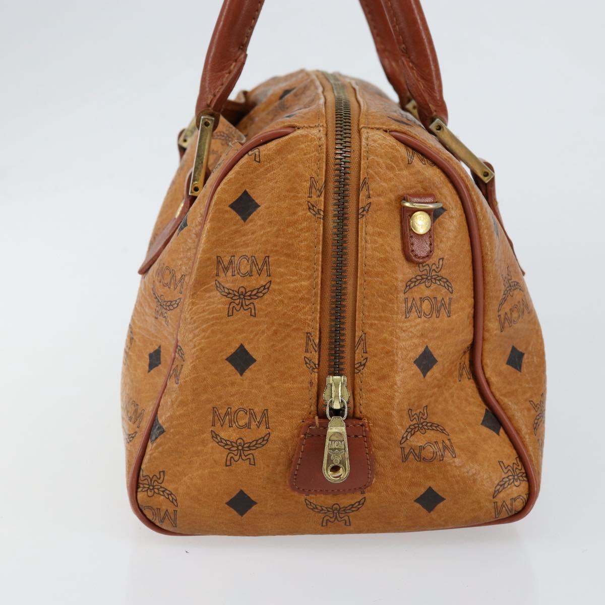 MCM Logogram Vicetos Hand Bag PVC Leather Brown Gold Auth th6487