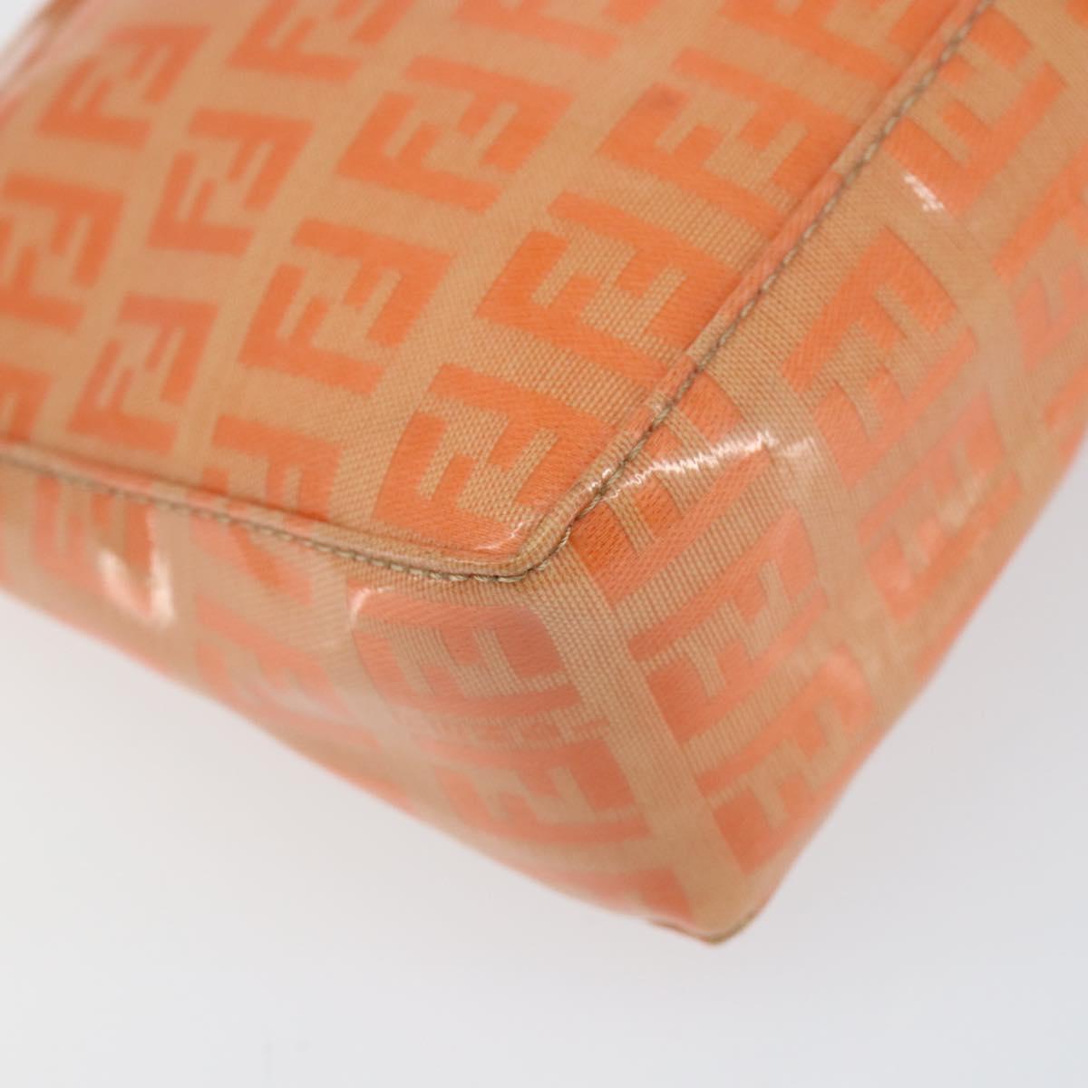 FENDI Zucchino Canvas Accessory Pouch Coated Canvas Orange Auth th6488