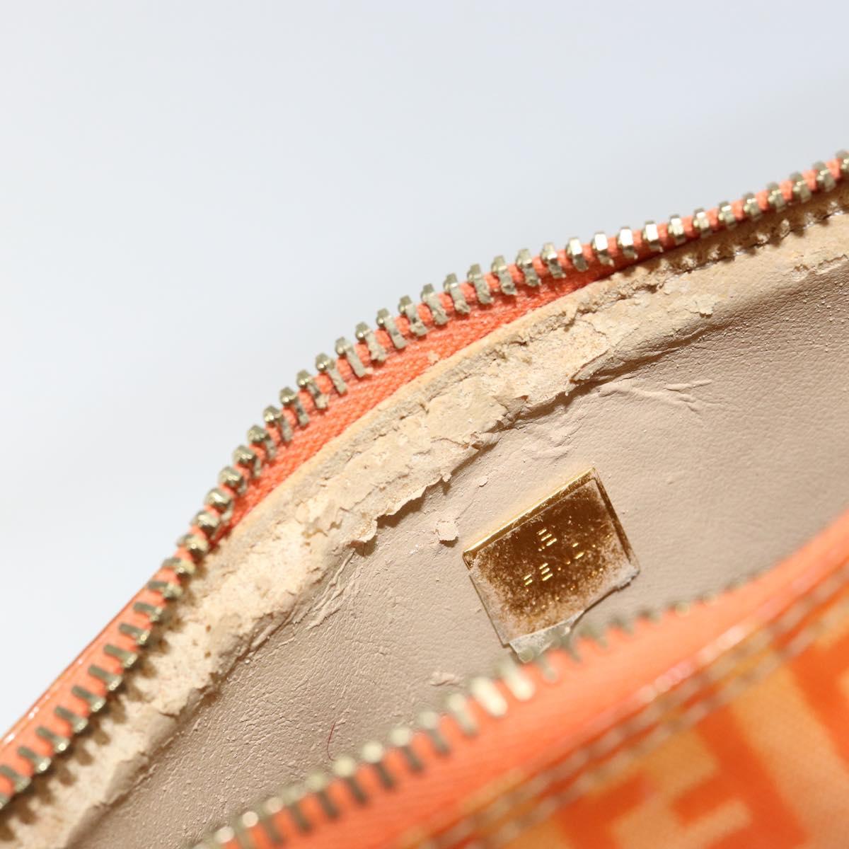FENDI Zucchino Canvas Accessory Pouch Coated Canvas Orange Auth th6488
