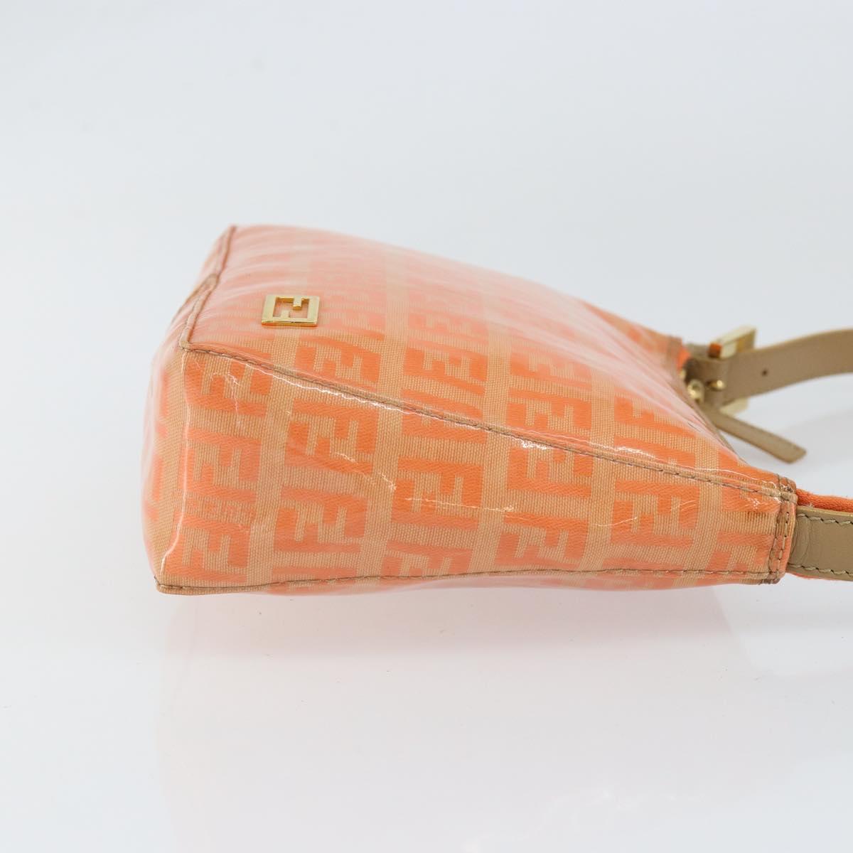 FENDI Zucchino Canvas Accessory Pouch Coated Canvas Orange Auth th6488