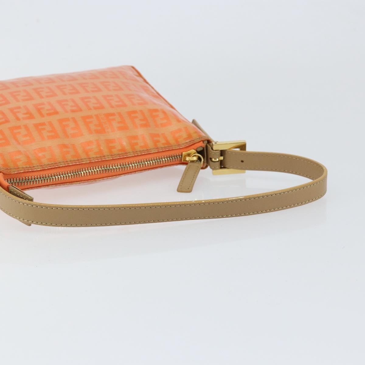 FENDI Zucchino Canvas Accessory Pouch Coated Canvas Orange Auth th6488