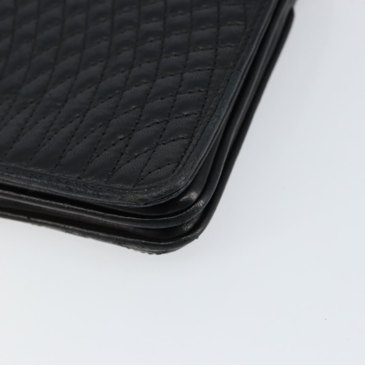 BALLY Quilted Chain Shoulder Bag Leather Black Gold Auth th6489