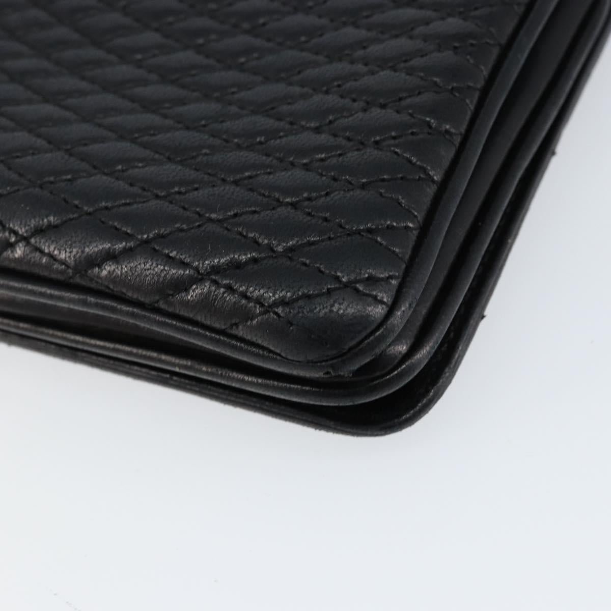 BALLY Quilted Chain Shoulder Bag Leather Black Gold Auth th6489