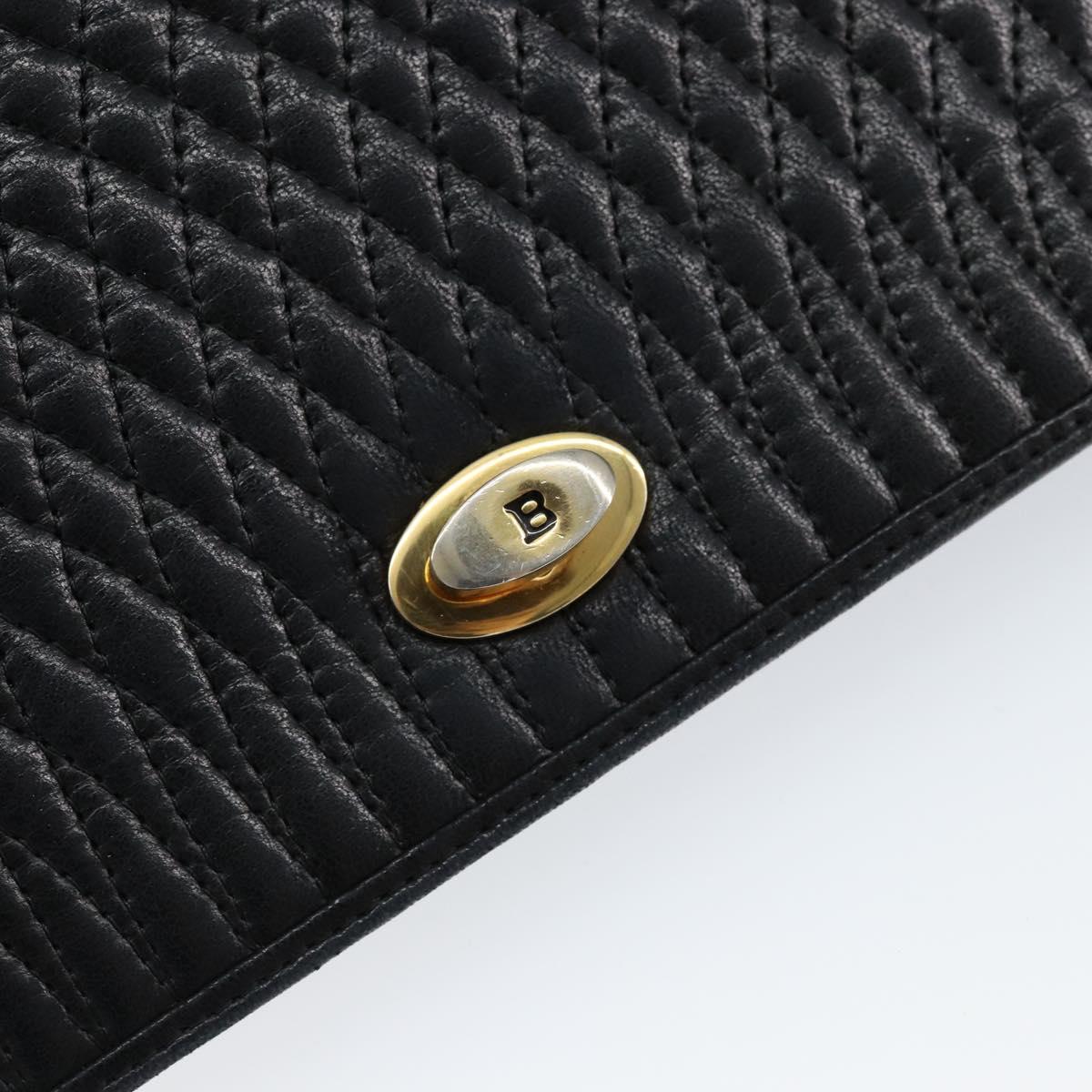 BALLY Quilted Chain Shoulder Bag Leather Black Gold Auth th6489
