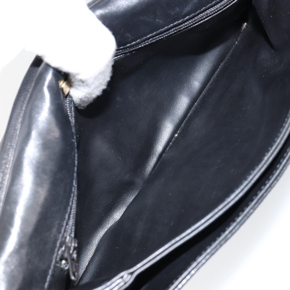 BALLY Quilted Chain Shoulder Bag Leather Black Gold Auth th6489