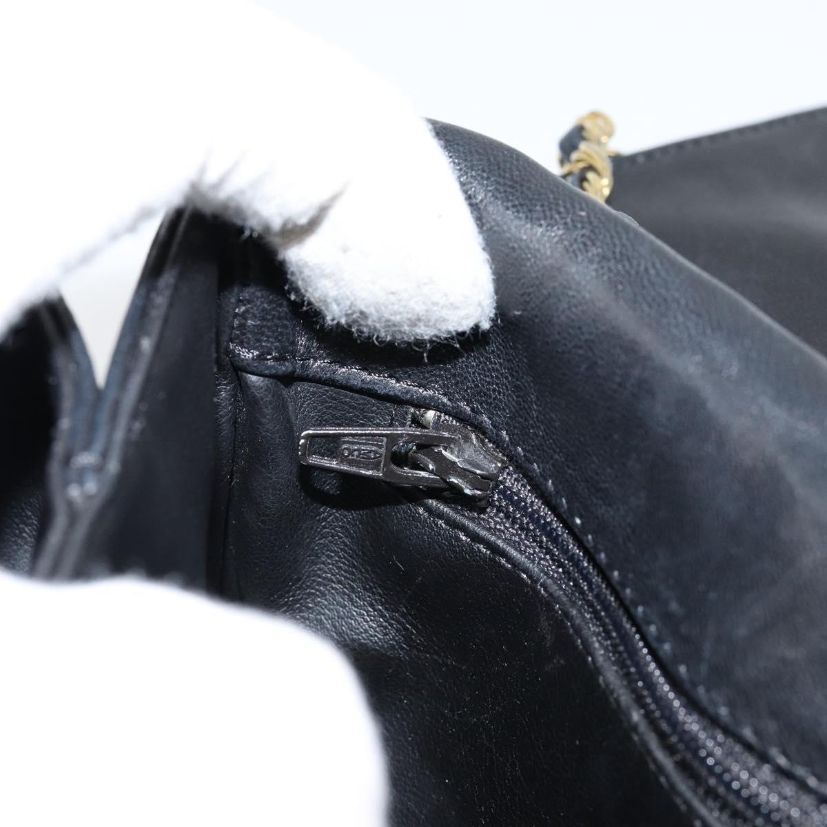 BALLY Quilted Chain Shoulder Bag Leather Black Gold Auth th6489