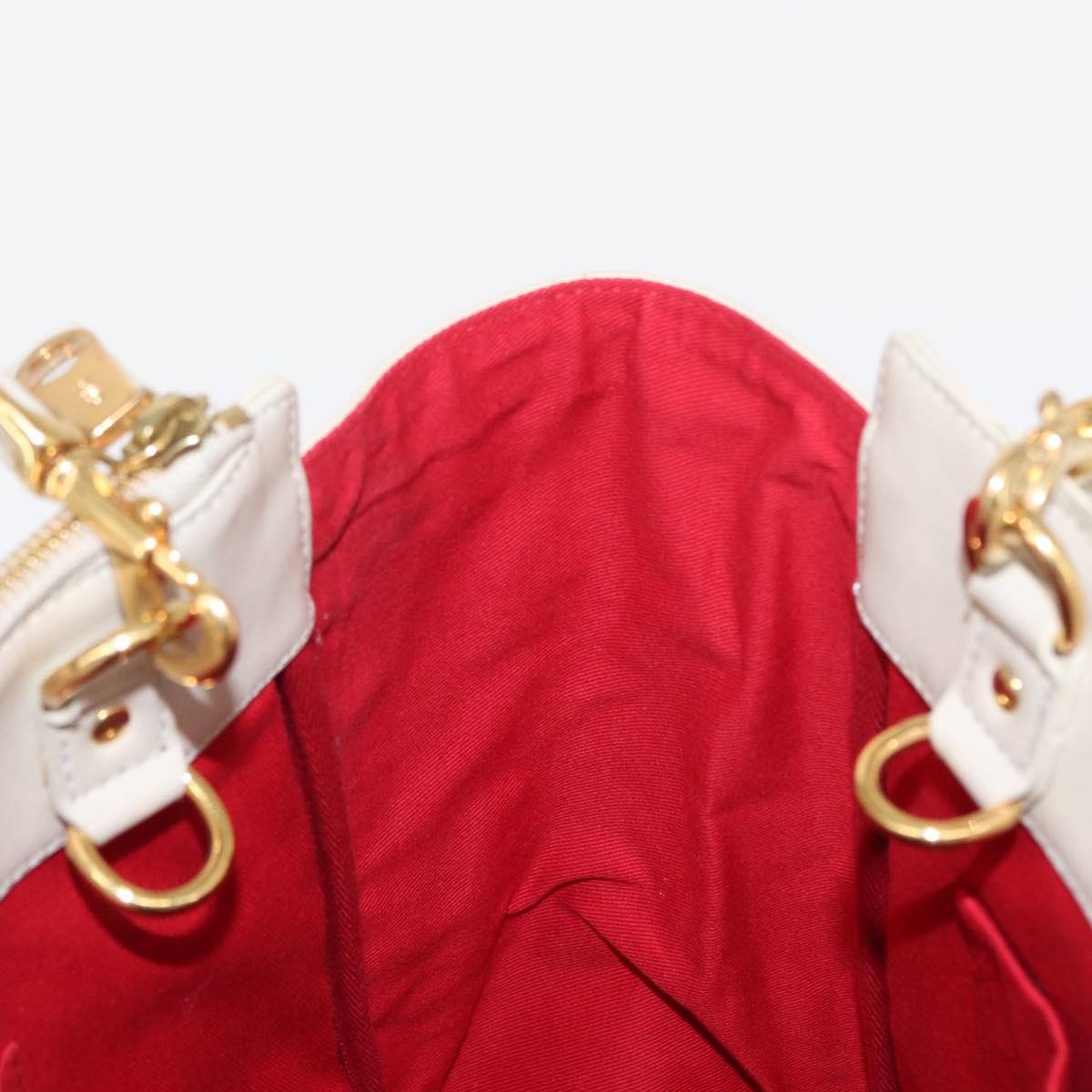 Chloe Eden Tote Bag Leather White Gold Auth th6490