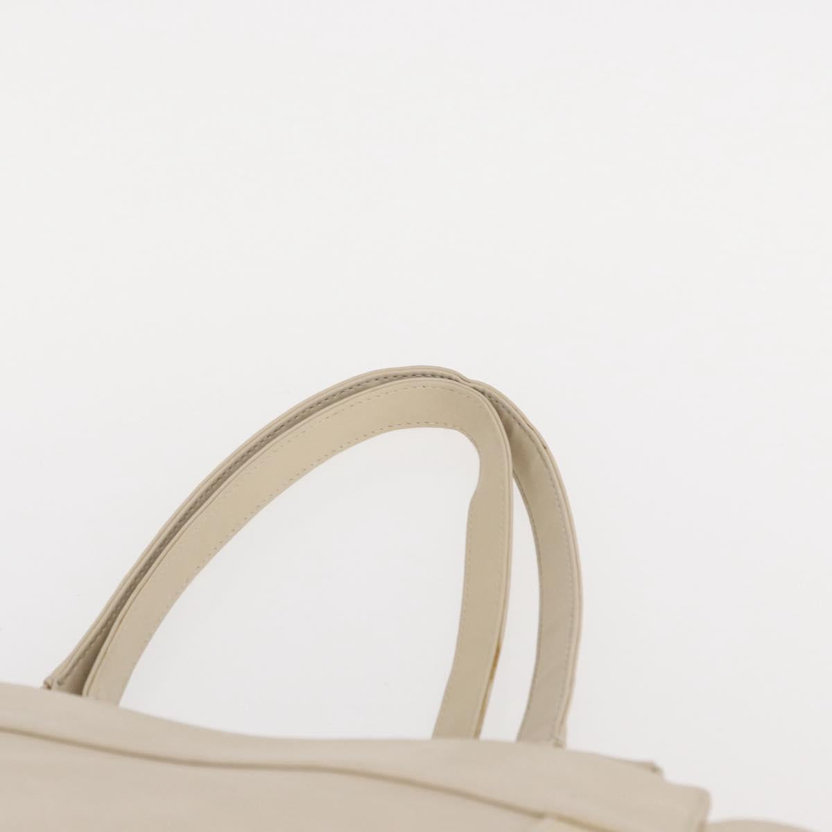 Chloe Eden Tote Bag Leather White Gold Auth th6490