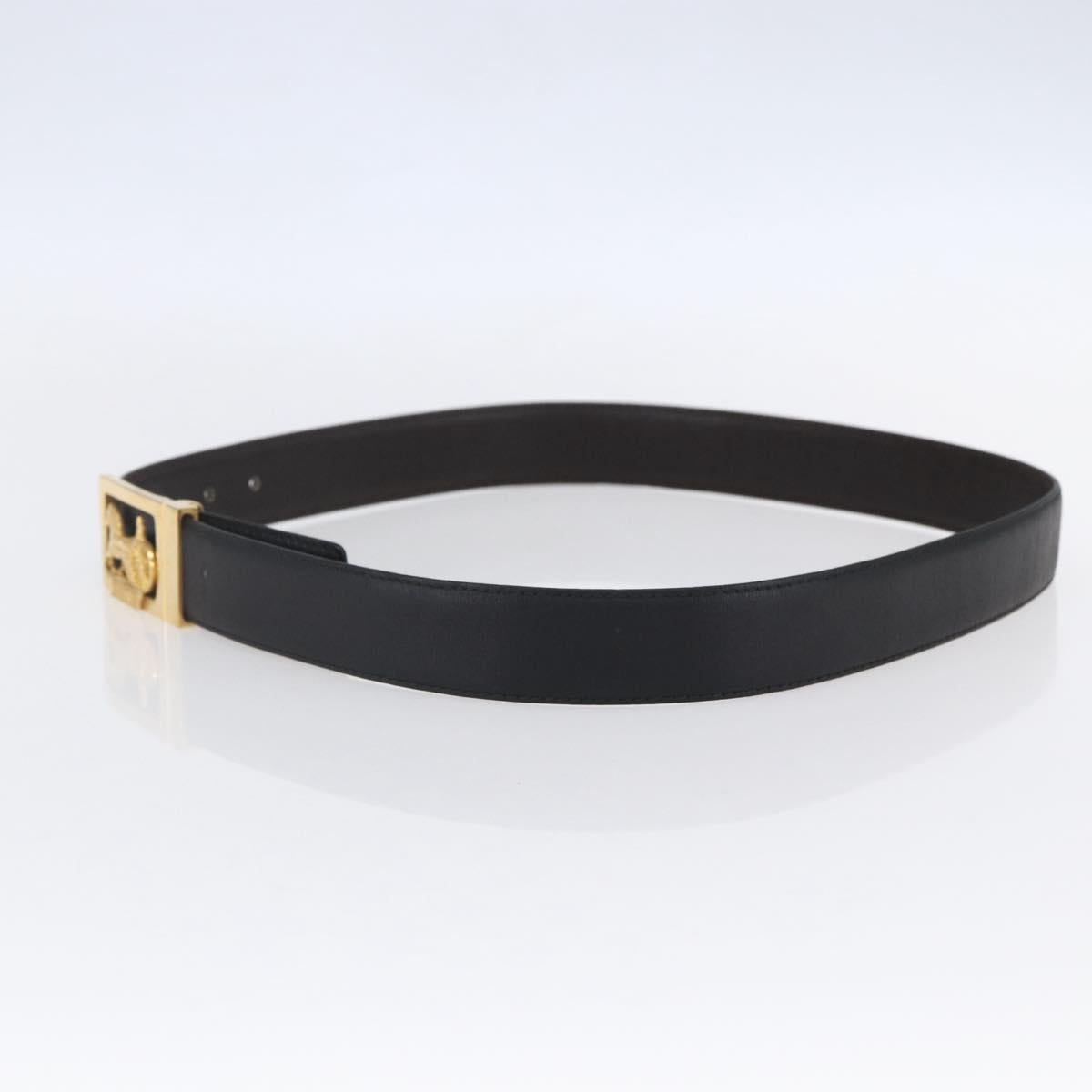 CELINE Horse Carriage Belt Leather 38.6"" Black Auth th6491