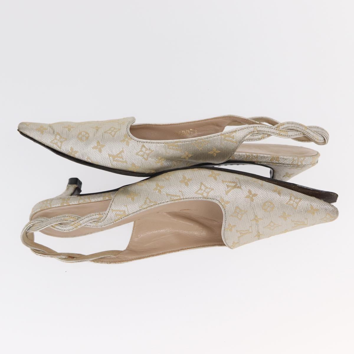 LOUIS VUITTON Shoes Leather Canvas 2 Set Silver White LV Auth th6500