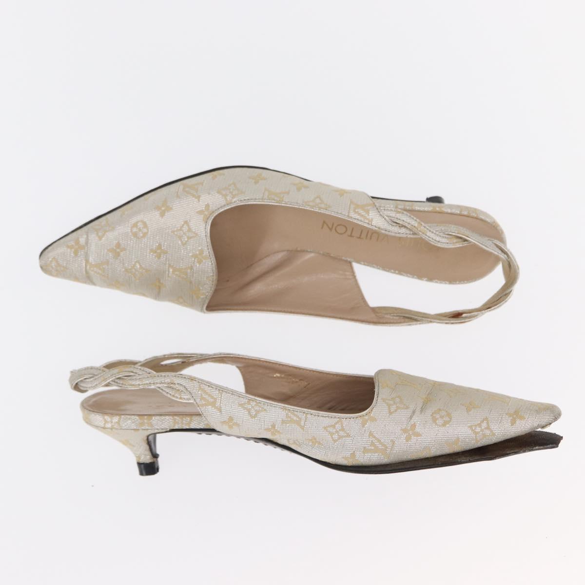 LOUIS VUITTON Shoes Leather Canvas 2 Set Silver White LV Auth th6500