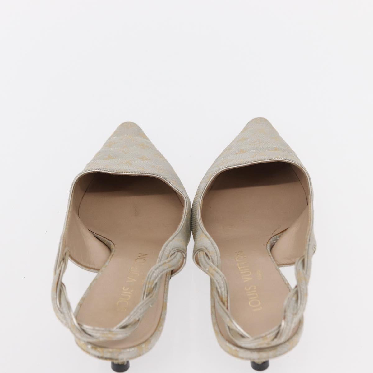 LOUIS VUITTON Shoes Leather Canvas 2 Set Silver White LV Auth th6500