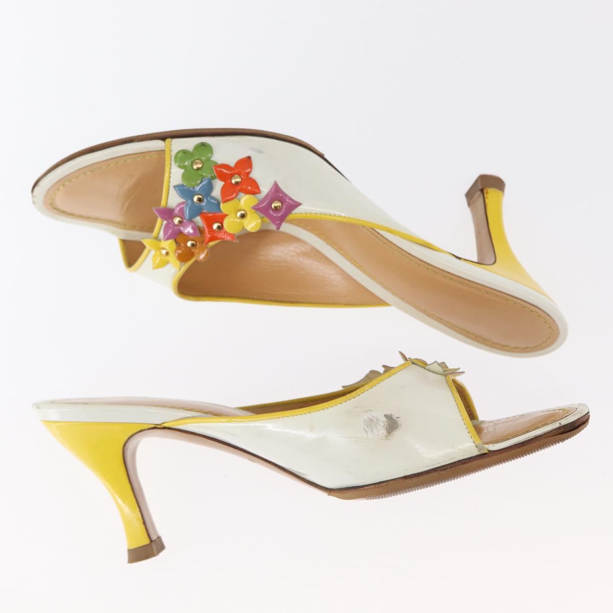 LOUIS VUITTON Shoes Leather Canvas 2 Set Silver White LV Auth th6500