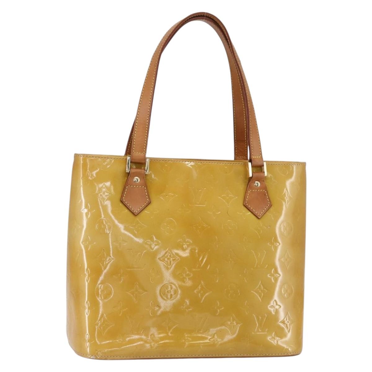 LOUIS VUITTON Monogram Vernis Houston Hand Bag Beige M91004 LV Auth th6513