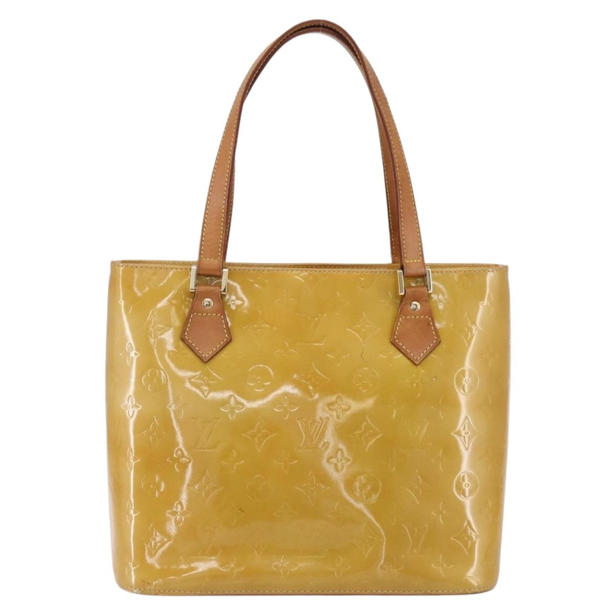 LOUIS VUITTON Monogram Vernis Houston Hand Bag Beige M91004 LV Auth th6513