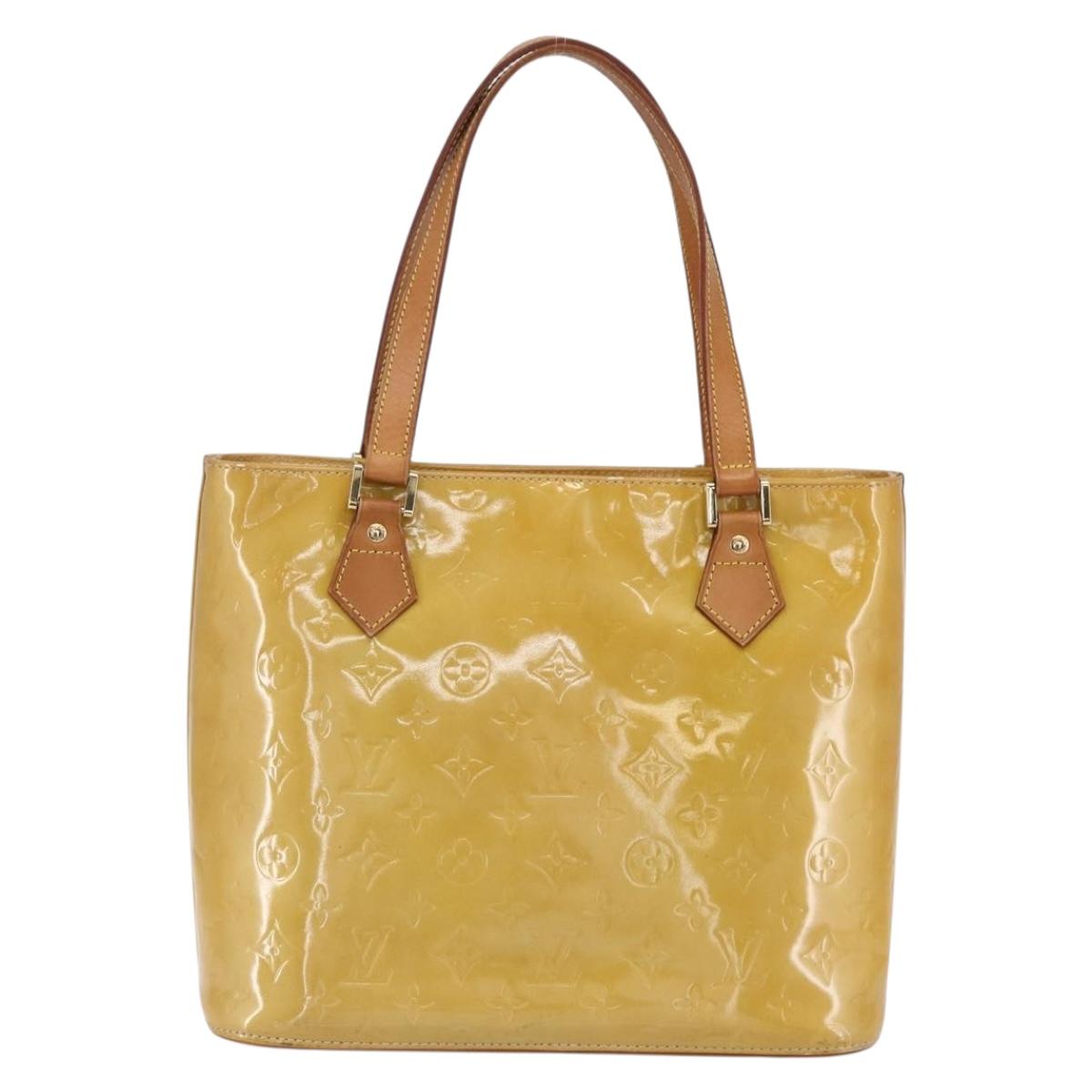 LOUIS VUITTON Monogram Vernis Houston Hand Bag Beige M91004 LV Auth th6513
