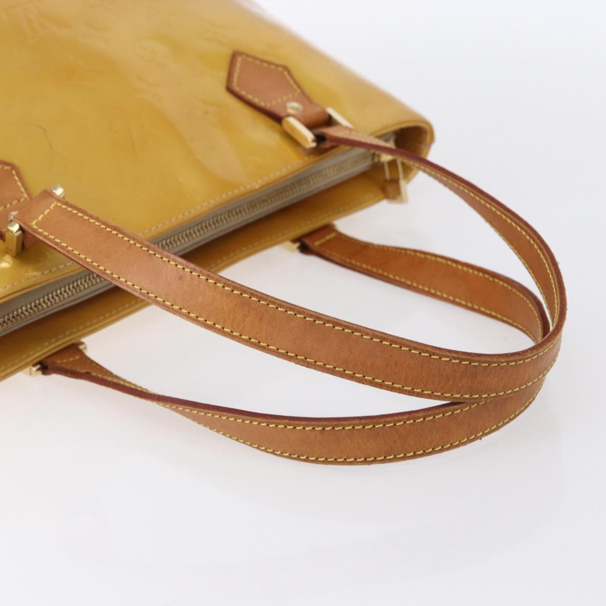 LOUIS VUITTON Monogram Vernis Houston Hand Bag Beige M91004 LV Auth th6513