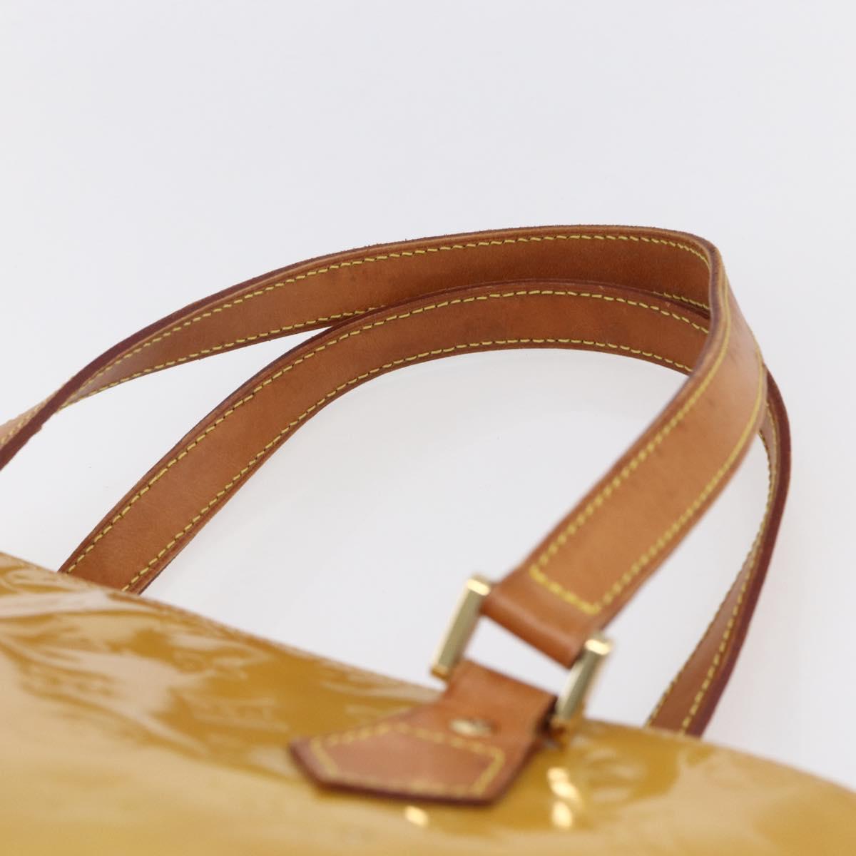 LOUIS VUITTON Monogram Vernis Houston Hand Bag Beige M91004 LV Auth th6513