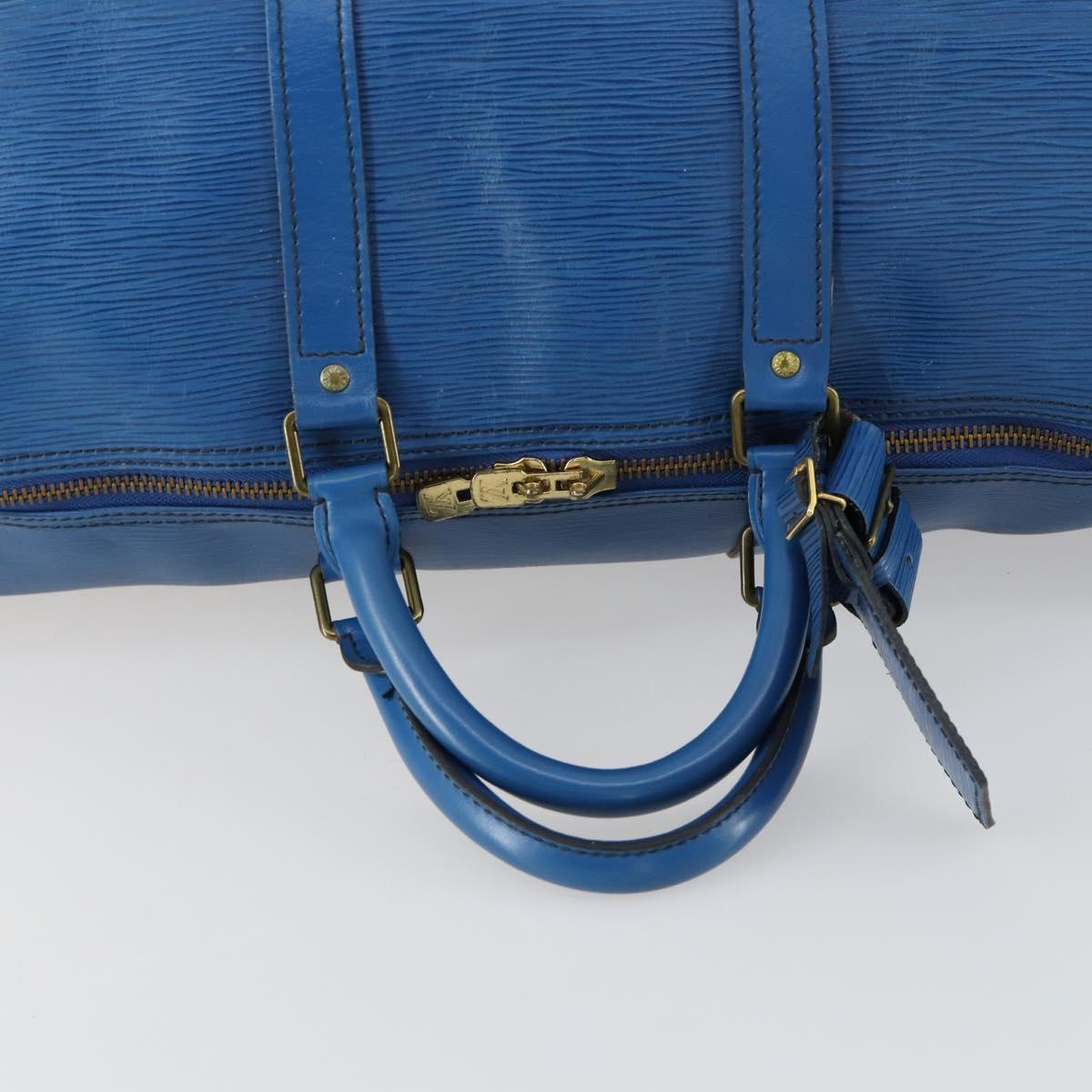 LOUIS VUITTON Epi Keepall 50 Boston Bag Blue M42965 LV Auth th6515