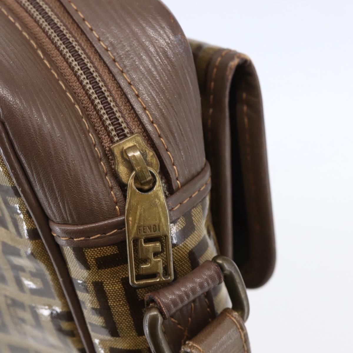 FENDI Zucchino Canvas Shoulder Bag Beige Auth th6516