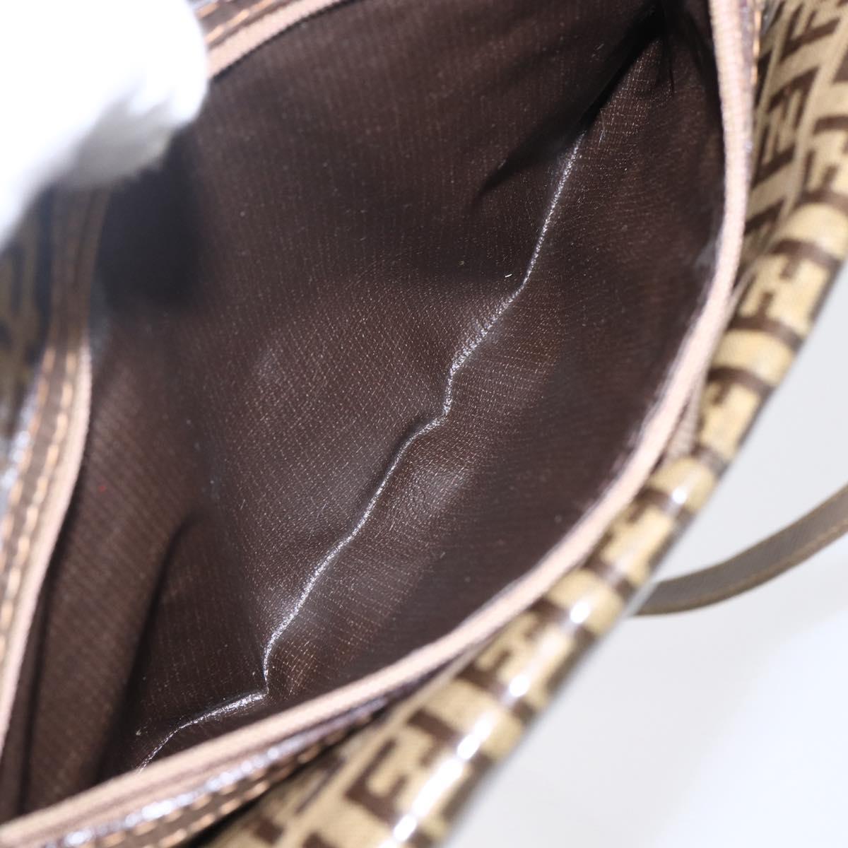 FENDI Zucchino Canvas Shoulder Bag Beige Auth th6516