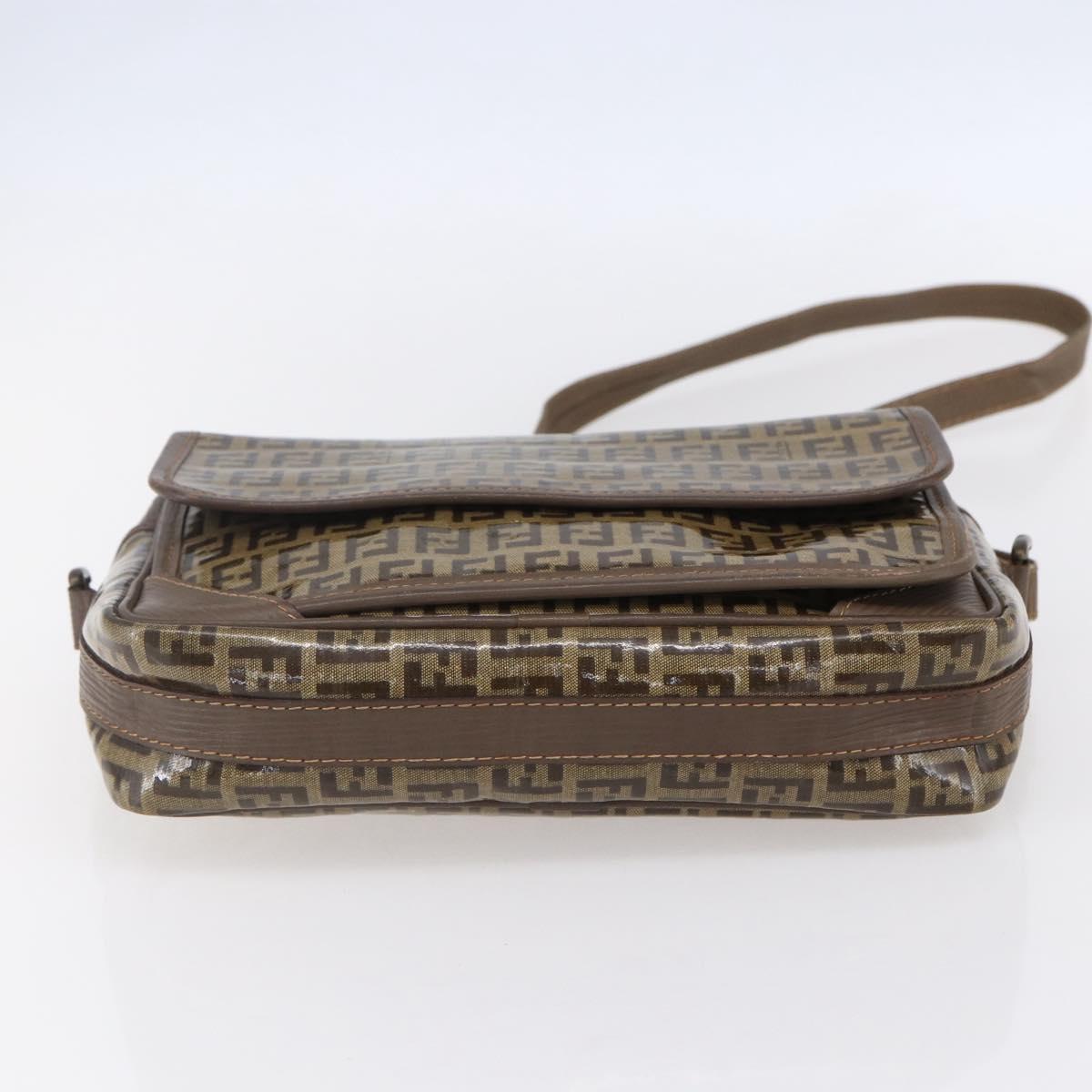 FENDI Zucchino Canvas Shoulder Bag Beige Auth th6516